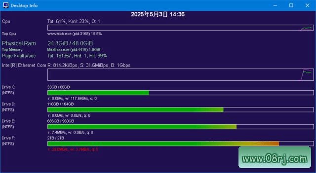 Desktop Info(桌面上显示实时系统信息) v3.23.0 绿色版